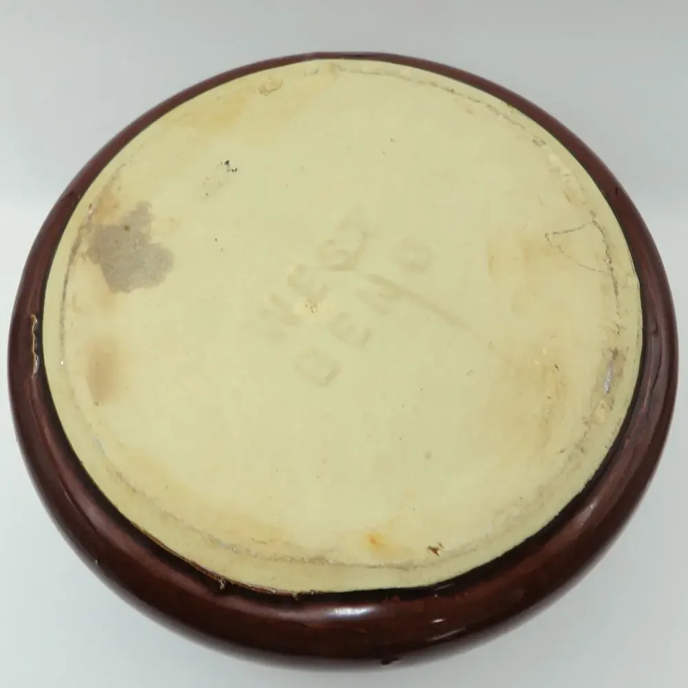 Vintage West Bend Bean Pot Brown Stoneware Crock Metal Lid Bakelite Style Knob
